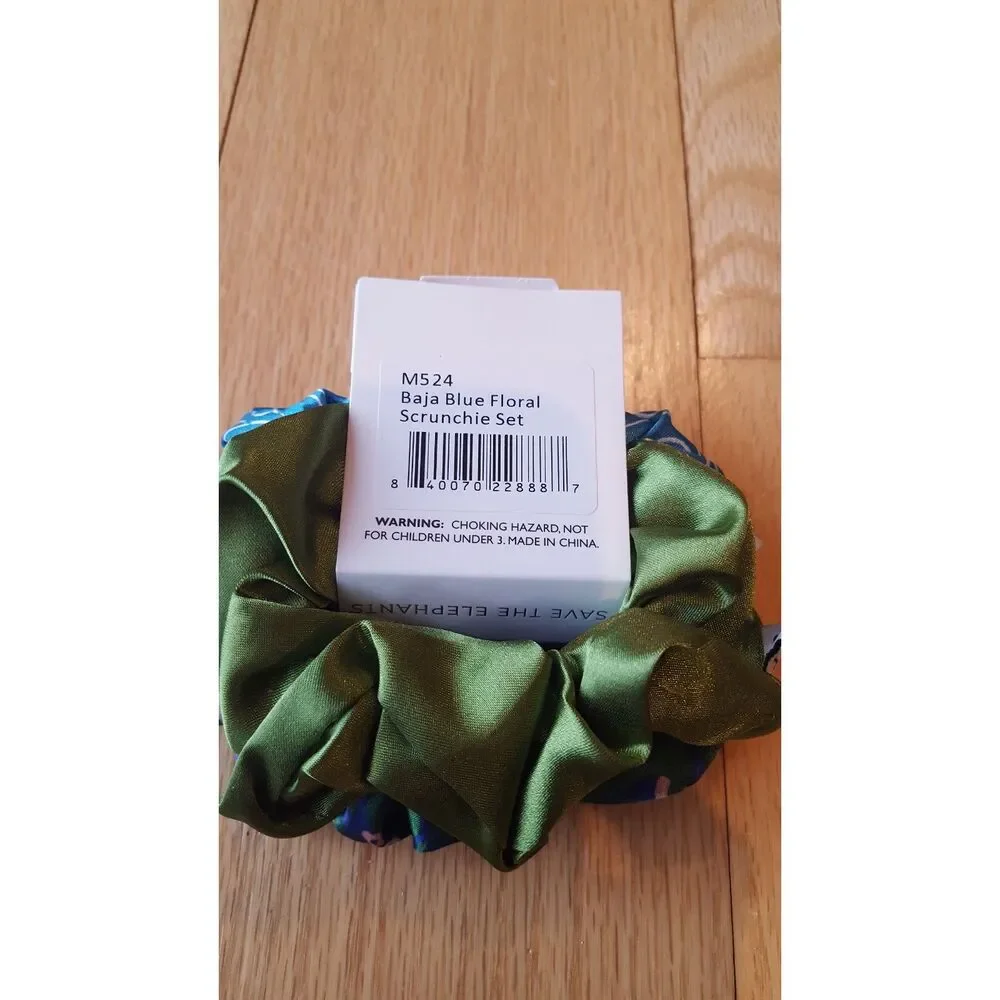 Ivory Ella Hair Scrunchies, set of 3,‎ Blues and Greens NWT